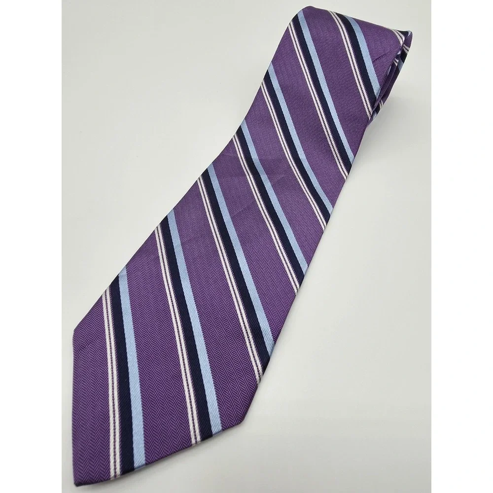 Brooks Brothers 346 100% Silk USA Made Purple Blue Striped 58